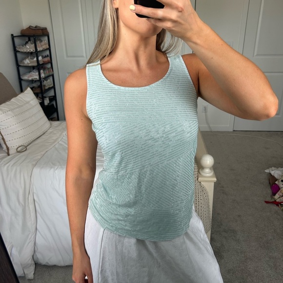 Chico's Pale Blue Sequin Sleeveless Tank Top Size 0 - Picture 1 of 7